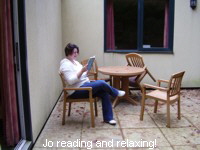 Jo reading and relaxing!